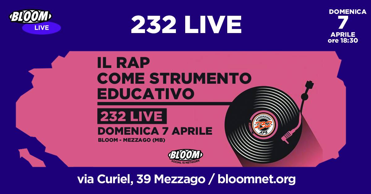 Il rap come strumento educativo: live + presentazione con 232APS