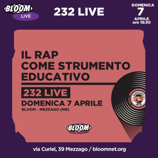 Il rap come strumento educativo: live + presentazione con 232APS